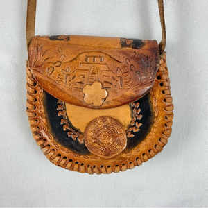 Tooled Leather‎ Mini Crossbody Bag